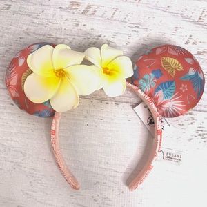 Authentic Disney Parks - Aulani Minnie Ears - Coral Aloha Plumeria Frangipani